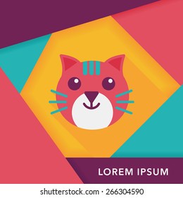 Pet cat flat icon with long shadow,eps10