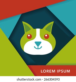 Pet cat flat icon with long shadow,eps10