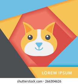 Pet cat flat icon with long shadow,eps10