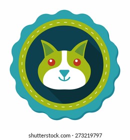 Pet cat flat icon with long shadow,eps10