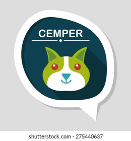 Pet cat flat icon with long shadow,eps10