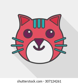 Pet cat flat icon with long shadow,eps10