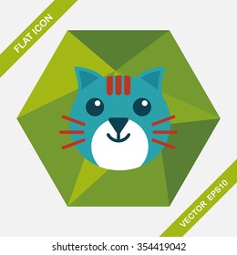 Pet cat flat icon with long shadow,eps10