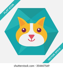 Pet cat flat icon with long shadow,eps10