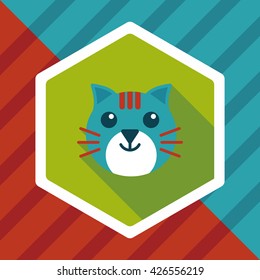 Pet cat flat icon with long shadow,eps10