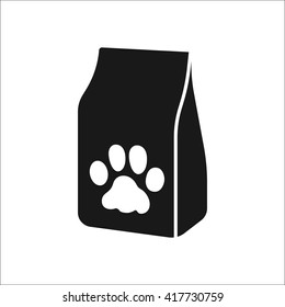 Pet cat food bag sign simple icon on  background