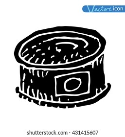 Pet cat food, black, vector illustration.
