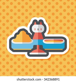 Pet cat food bowl flat icon with long shadow,eps10