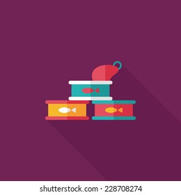 Pet cat food can flat icon with long shadow,eps10