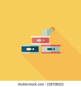 Pet cat food can flat icon with long shadow,eps10