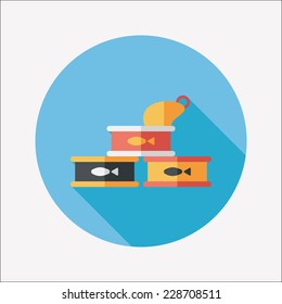 Pet cat food can flat icon with long shadow,eps10