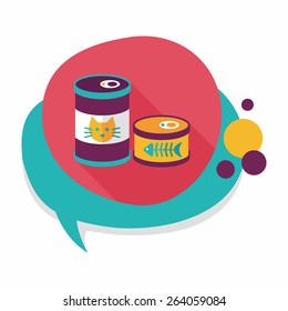 Pet cat food can flat icon with long shadow,eps10
