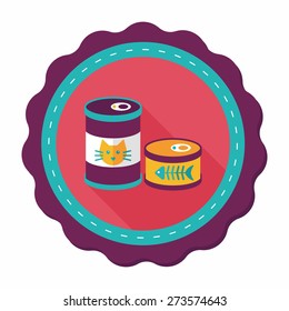 Pet cat food can flat icon with long shadow,eps10