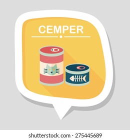 Pet cat food can flat icon with long shadow,eps10