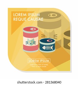 Pet cat food can flat icon with long shadow,eps10