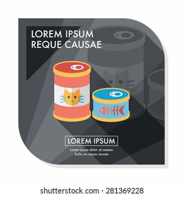 Pet cat food can flat icon with long shadow,eps10
