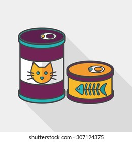 Pet Cat Food Can Flat Icon With Long Shadow,eps10