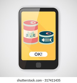 Pet cat food can flat icon with long shadow,eps10