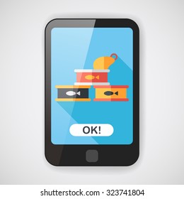 Pet cat food can flat icon with long shadow,eps10