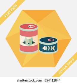 Pet cat food can flat icon with long shadow,eps10