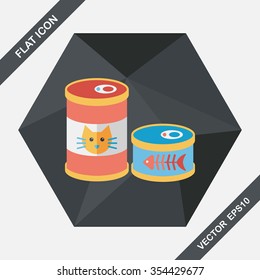 Pet cat food can flat icon with long shadow,eps10