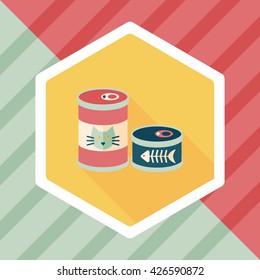 Pet cat food can flat icon with long shadow,eps10