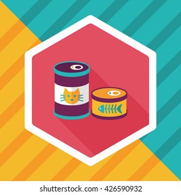 Pet cat food can flat icon with long shadow,eps10