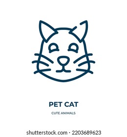 Pet cat icon. Linear vector illustration from cute animals collection. Outline pet cat icon vector. Thin line symbol for use on web and mobile apps, logo, print media.