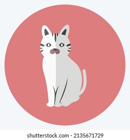 Pet Cat Icon in trendy flat style isolated on soft blue background