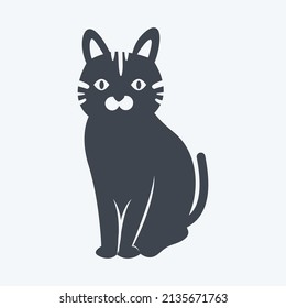 Pet Cat Icon in trendy glyph style isolated on soft blue background