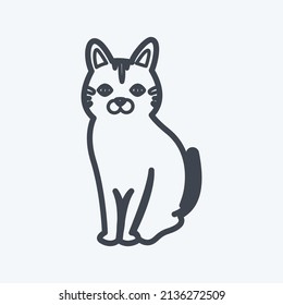 Pet Cat Icon in trendy line style isolated on soft blue background