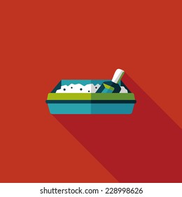 Pet cat litter box flat icon with long shadow, eps10