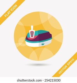 Pet cat litter box flat icon with long shadow, eps10