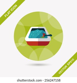 Pet cat litter box flat icon with long shadow, eps10
