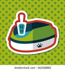 Pet cat litter box flat icon with long shadow, eps10