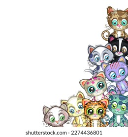 A pet cat page border design made up of really cute kittens.  
