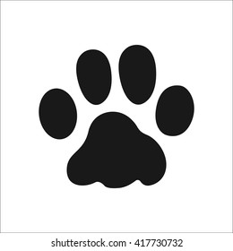 Pet cat paw print sign simple icon on  background