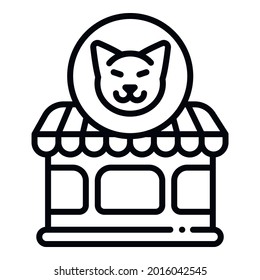 Pet cat shop icon. Outline pet cat shop vector icon for web design isolated on white background