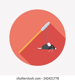 Pet cat toy flat icon with long shadow,eps10 