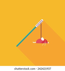Pet cat toy flat icon with long shadow,eps10 