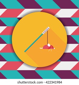Pet cat toy flat icon with long shadow,eps10 