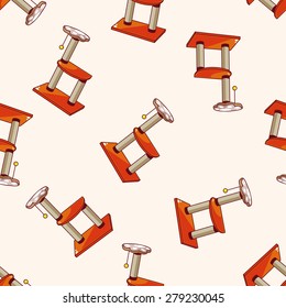 Pet cat tree 10, cartoon seamless pattern background
