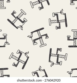 Pet cat tree doodle seamless pattern background
