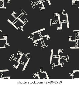 Pet cat tree doodle seamless pattern background