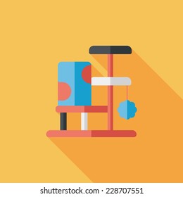 Pet cat tree flat icon with long shadow,eps10