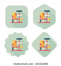Pet cat tree flat icon with long shadow,eps10