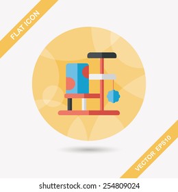 Pet cat tree flat icon with long shadow,eps10