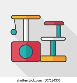 Pet cat tree flat icon with long shadow,eps10