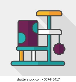 Pet cat tree flat icon with long shadow,eps10