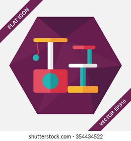 Pet cat tree flat icon with long shadow,eps10
